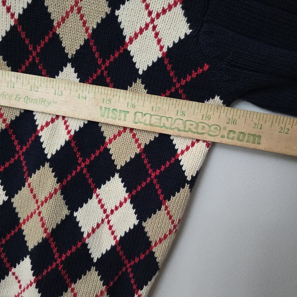 Vintage Izod Women’s M Diamond Argyle Knit Cardigan Preppy Academia Clueless - Picture 7 of 12